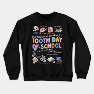 Teacher 100th Day of School, Dear Tiny Human Behind Me Crewneck Sweatshirt